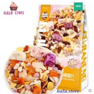 [ Ăn Kiêng] Ngũ cốc sữa chua mix hạt, hoa quả GUJIANENG YOGURT, NUTS OATMEAL gói 400g - Đài Loan