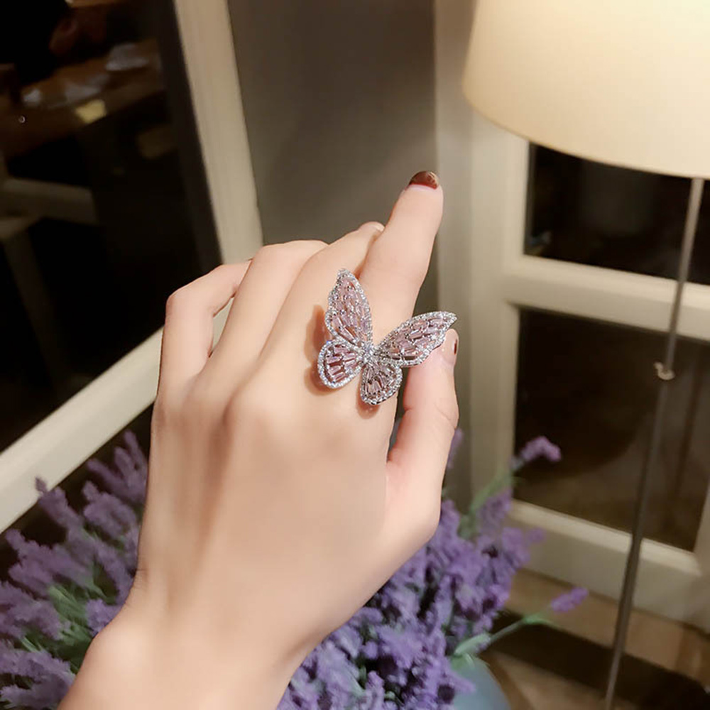 Nhẫn Hở Hình Bướm Đính Đá Thời Trang Cho Nữ