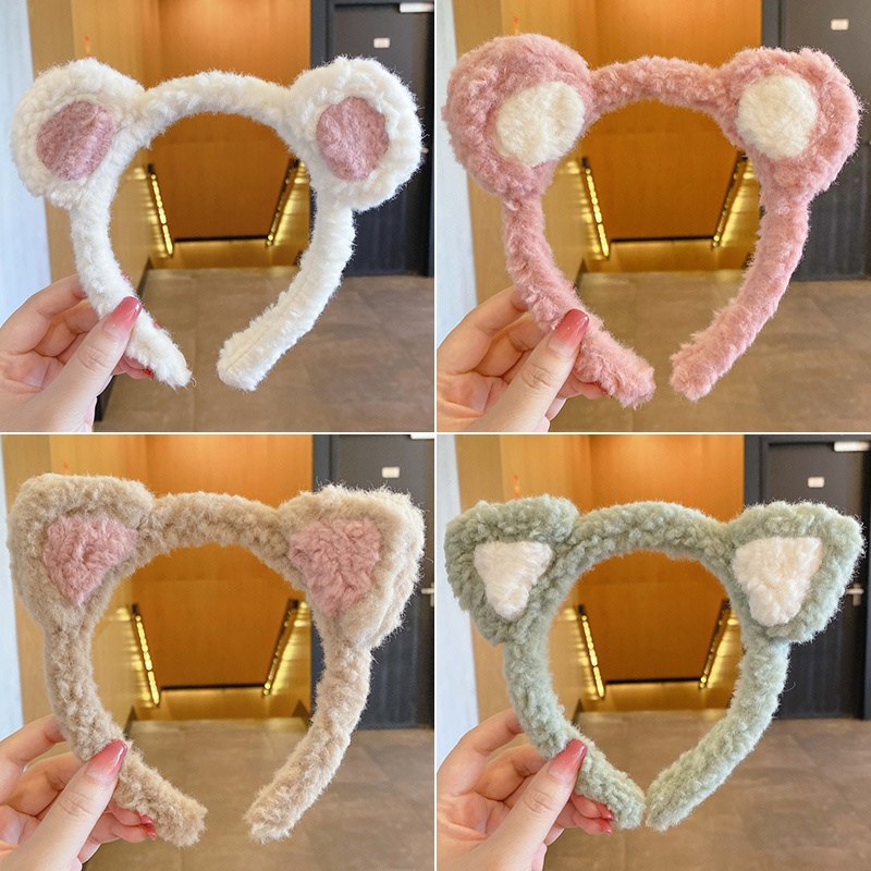 Băng đô cài tóc hình tai mèo bằng nhung phong cách Hàn Quốc thời trang cho nữ 2021