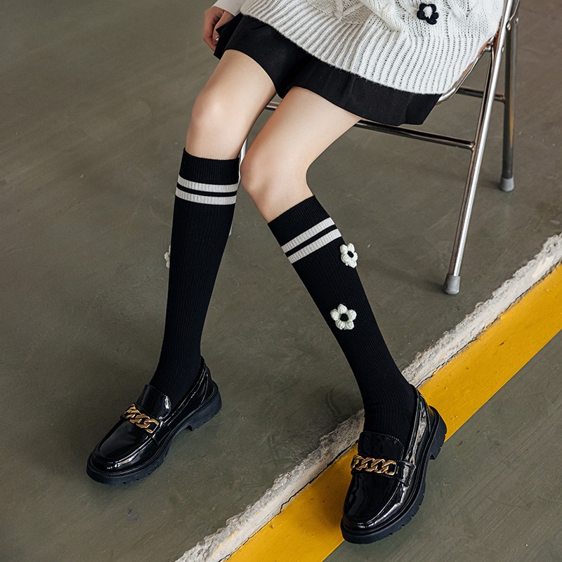 Vớ Nữ Cổ Cao Có Họa Tiết Hoa Nhỏ Phong Cách Hàn Quốc Mới
