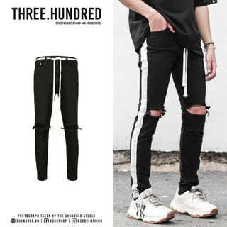 Quần Skinny Jeans 1 Sọc Màu Đen