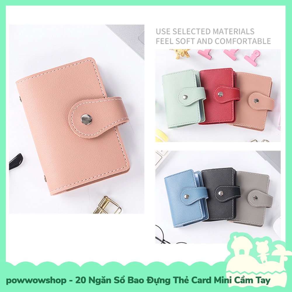 [Sẵn VN - Hỏa Tốc] 20 Ngăn Sổ Bao Thẻ Đựng Card, Amiibo Mini Cầm Tay Phong Cách Đơn Giản Simple One Color