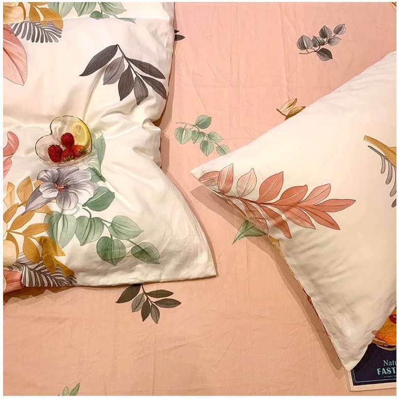Bộ Chăn Ga Gối ❤️ Cotton living 100% cao cấp đủ size đệm ga giường họa tiết kẻ phong cách Hàn Quốc