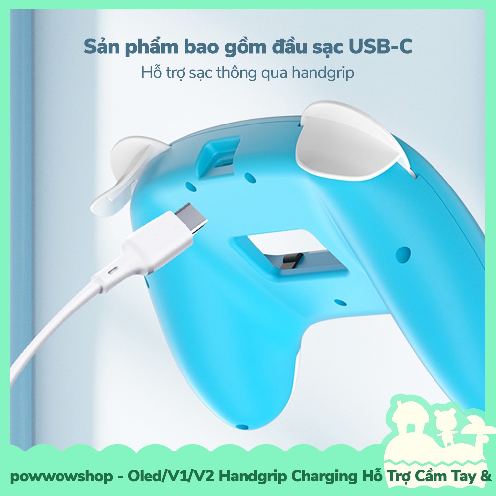 [Sẵn VN - Hỏa Tốc] Oled/V1/V2 Handgrip Charging Hỗ Trợ Cầm Tay &amp; Sạc Cho Joycon Nintendo Switch Dog Face
