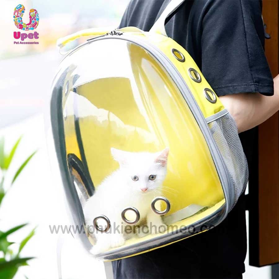 Balo/ Túi vận chuyển bằng nhựa trong suốt nhiều màu sắc thoáng khí, kèm miếng lót dùng để vận chuyển chó mèo