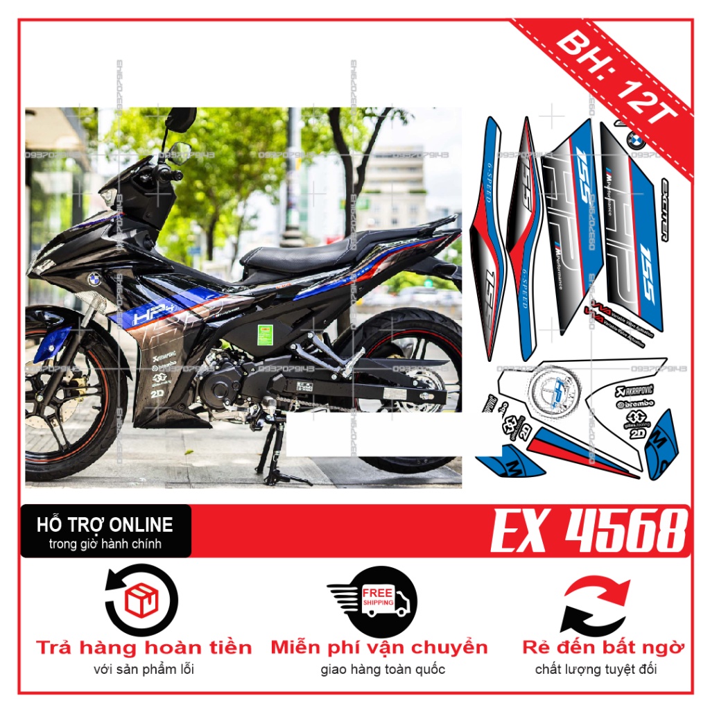 TEM RỜI EX 155 DÁN XE ĐEN -- SHIN DECAL 2