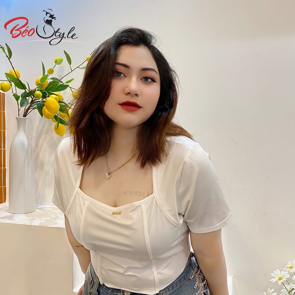 Áo thun croptop Bigsizize thiết kế siêu xinh kiểu Hàn Quốc AKBS028 Dành cho các nàng từ 55-95kg-Mặc đi chơi, dạo phố