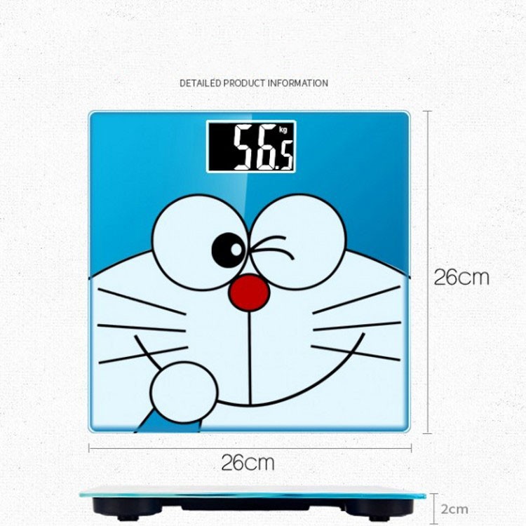 Cân điện tử đo cân nặng cơ thể vỏ hình mèo Hello Kitty/Doraemon