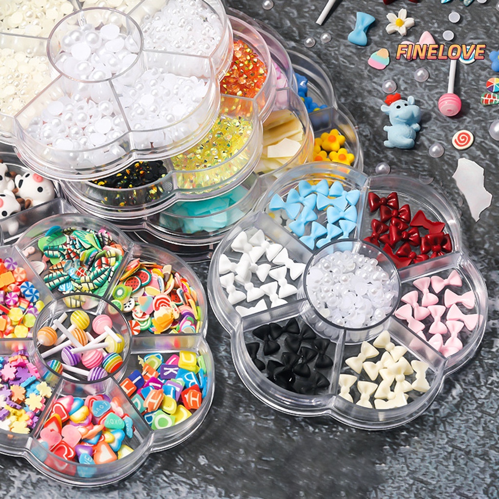 1 Hộp Phụ Kiện Trang Trí Móng Tay 3D Chống Rơi