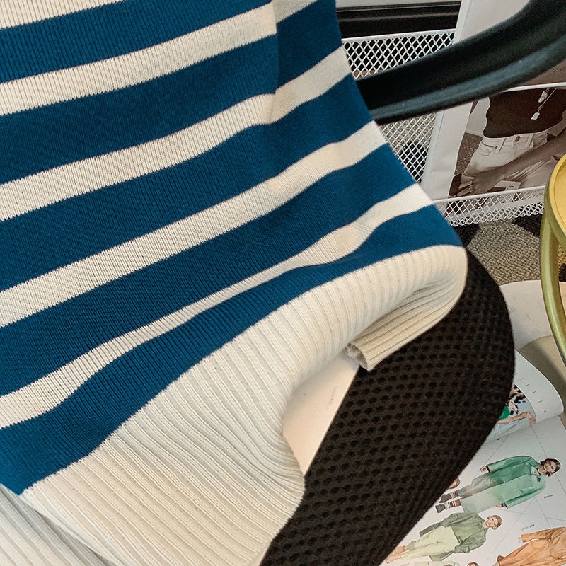 Áo Thun Len Hai Dây Họa Tiết Sọc Thời Trang Mùa Hè Sành Điệu Cho Nữ