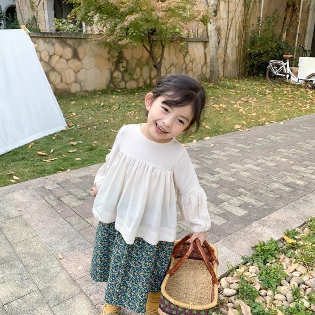 Áo babydoll trắng bé gái