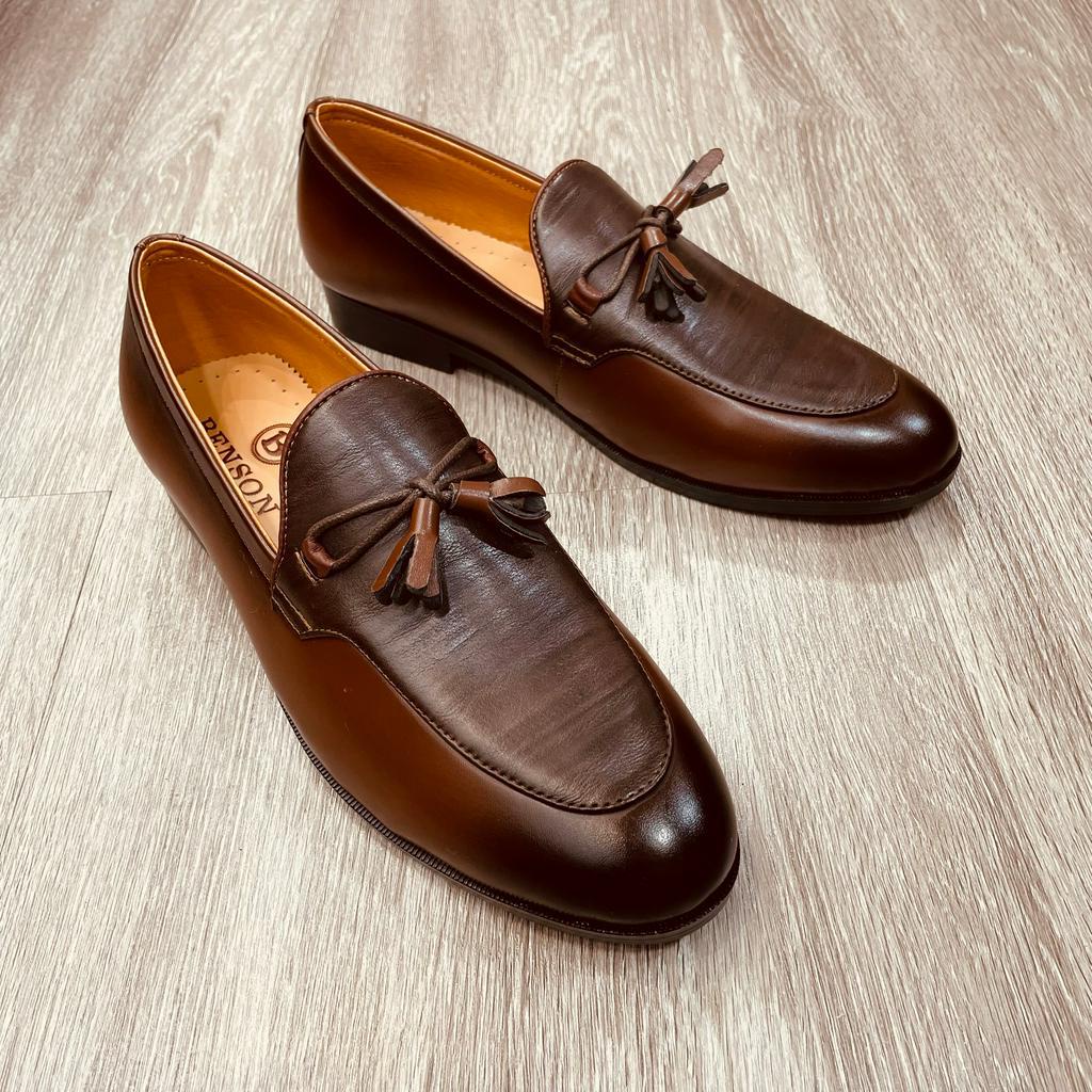 Giày lười da nam 2 màu nâu đen buộc nơ đế cao su giày dior da nam công sở full size 38 43: