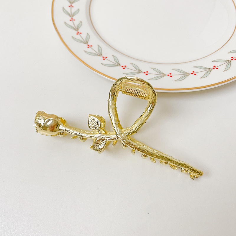 Kẹp Tóc Hình Hoa Hồng Bằng Kim Loại 2022 Sang Trọng