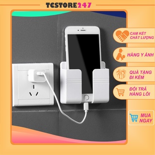 Kệ để điện thoại, điều khiển dán tường chắc chắn,tiện lợi khi cắm sạc