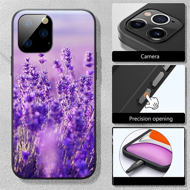 Ốp Điện Thoại Họa Tiết Bông Hoa Màu Tím CA38 Cho iPhone 5 5S 6 6S 7 8 11 Pro Max Plus SE XR