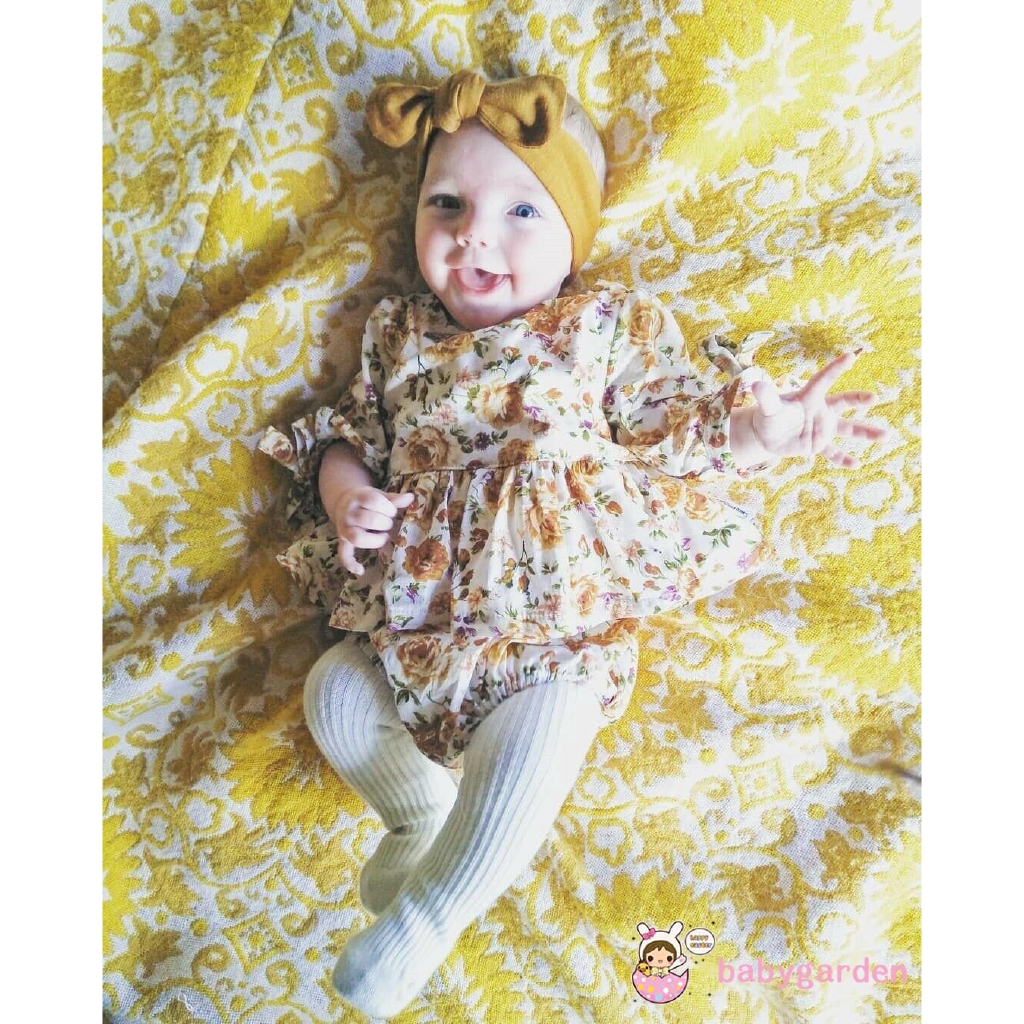 Set đồ liền thân họa tiết hoa dễ thương cho bé gái