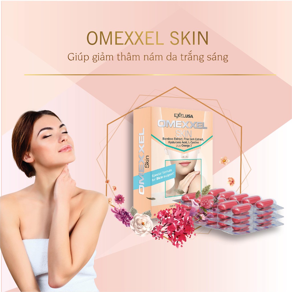 Bộ viên uống chống lão hóa da Omexxel E400 - Omexxel Skin - 30 viên/ hộp - Tặng 1 hộp Omexxel Collgen 30 viên