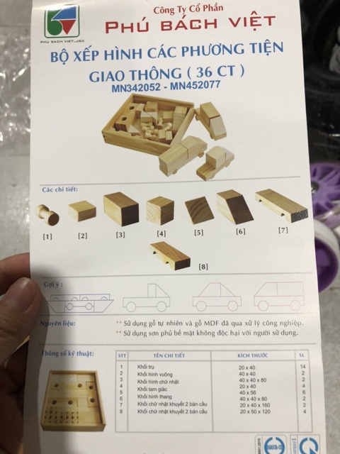 Bộ xếp hình các phương tiện giao thông 36 chi tiết