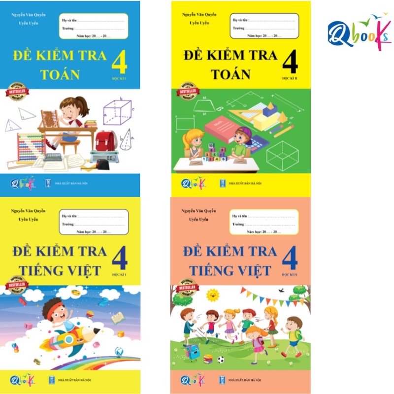 Sách - (Combo 4 cuốn) Đề Kiểm Tra Toán Và Tiếng Việt Lớp 4 (Cả Năm)
