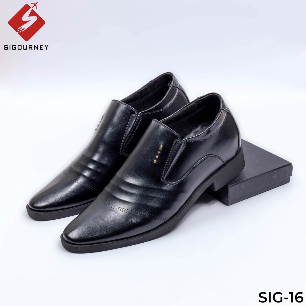 Giày tăng chiều cao nam 6cm dành cho dân công sở SIGOURNEY SIG-16 màu đen