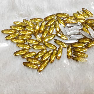 Hạt đá acrylic kết áo trang trí váy đầm thủ công hình bầu dục