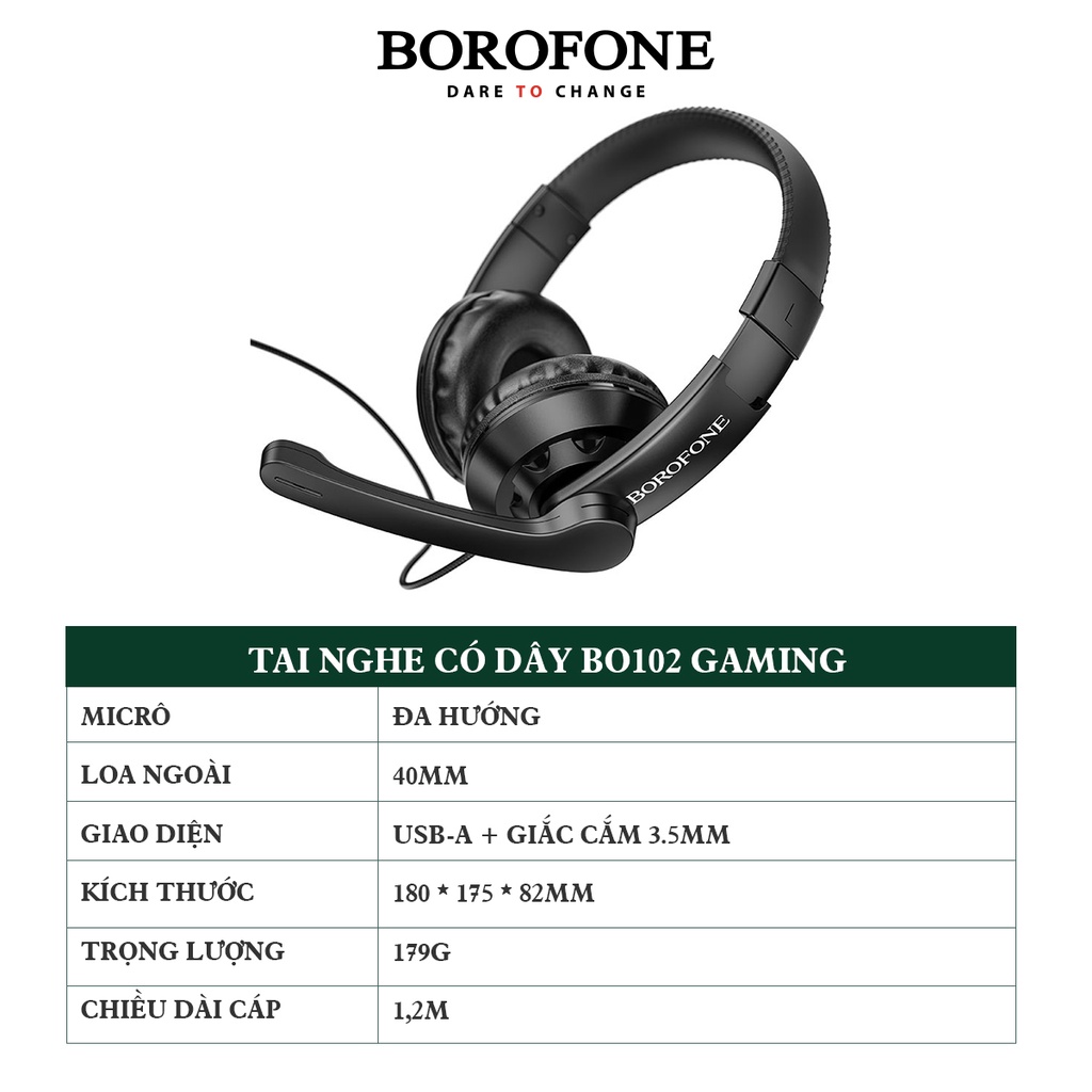 Tai nghe chụp tai có dây BOROFONE BO102 Gaming có mic đàm thoại - AK Mobile