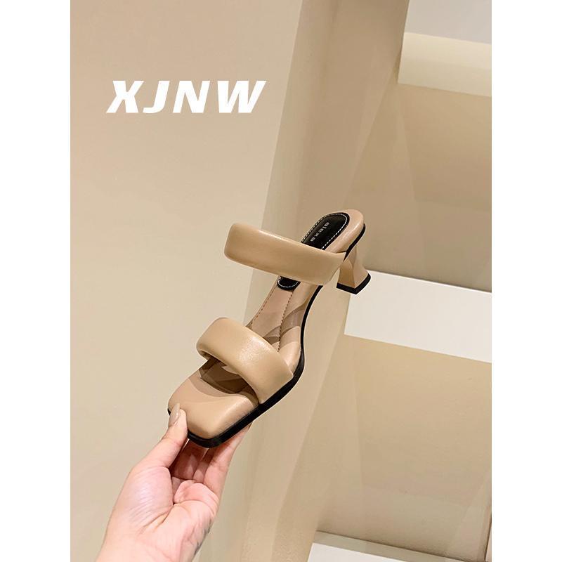 Giày Sandal Cao Gót Mũi Vuông Đế Mềm Phong Cách Pháp Thời Trang Mùa Hè 2022 Cho Nữ