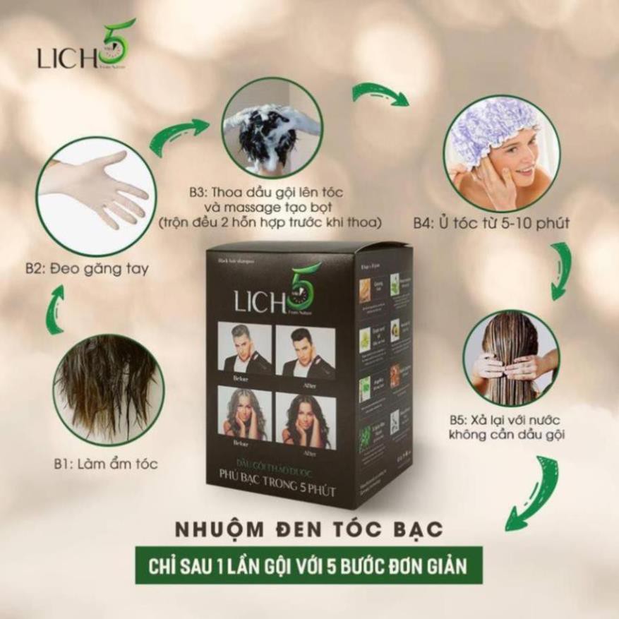 Dầu Gội Thảo Dược Đen Tóc Lich5 Hộp 10 gói | BigBuy360 - bigbuy360.vn