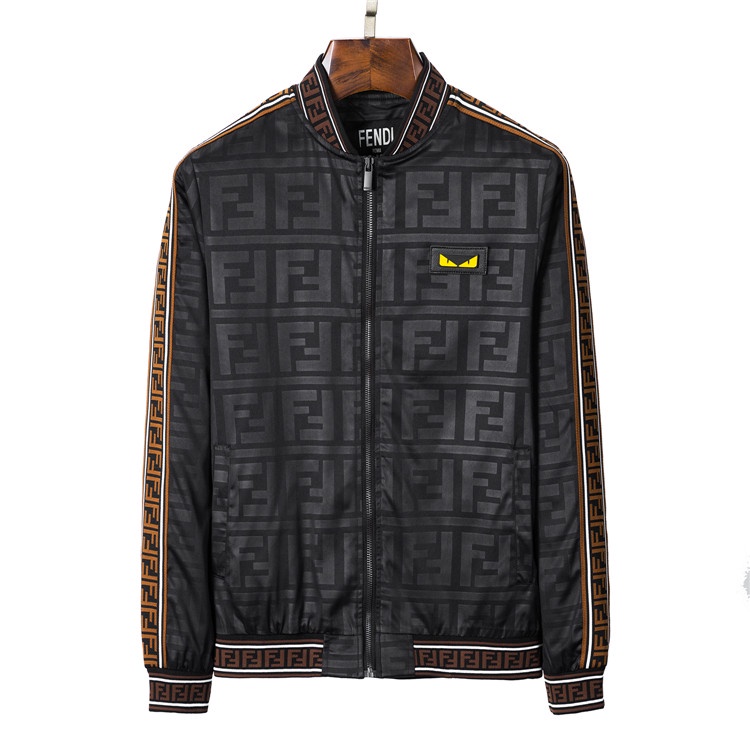 BOMBER JACKET FENDI SỌC TAY NÂU - ÁO KHOÁC FENDI HỌA TIẾT NỔI BẬT MỚI NHẤT THU ĐÔNG 2022
