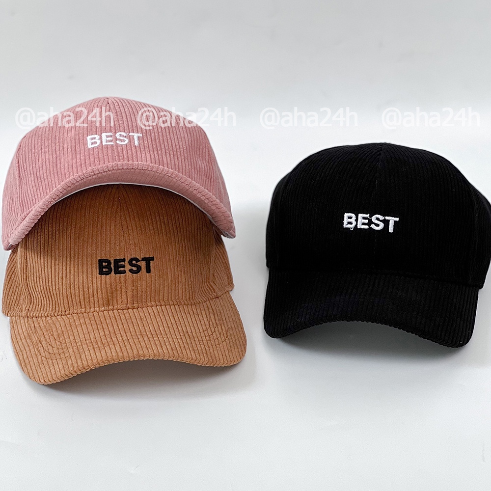 Mũ lưỡi trai nam nữ thêu chữ BEST chất nhung tăm phong cách nón kết thời trang AH1630