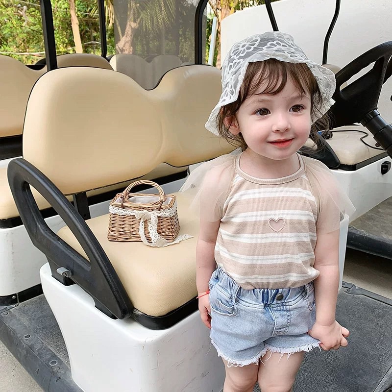 Mũ bucket ren hoa cho bé gái