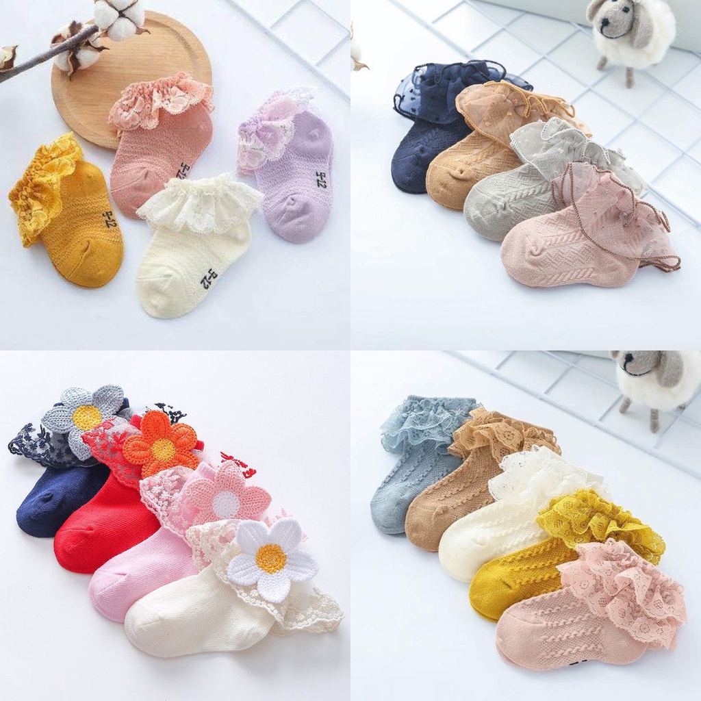 Tất vớ cho bé sơ sinh thun cổ bèo ren mềm mịn