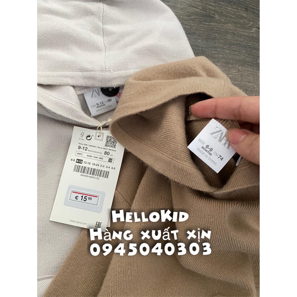 Áo len hoodie dệt kim túi trước cho bé