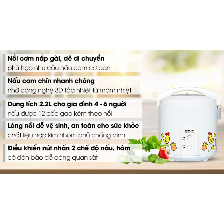 Nồi cơm Sharp KS-223TJV-CH 2.2 lít
