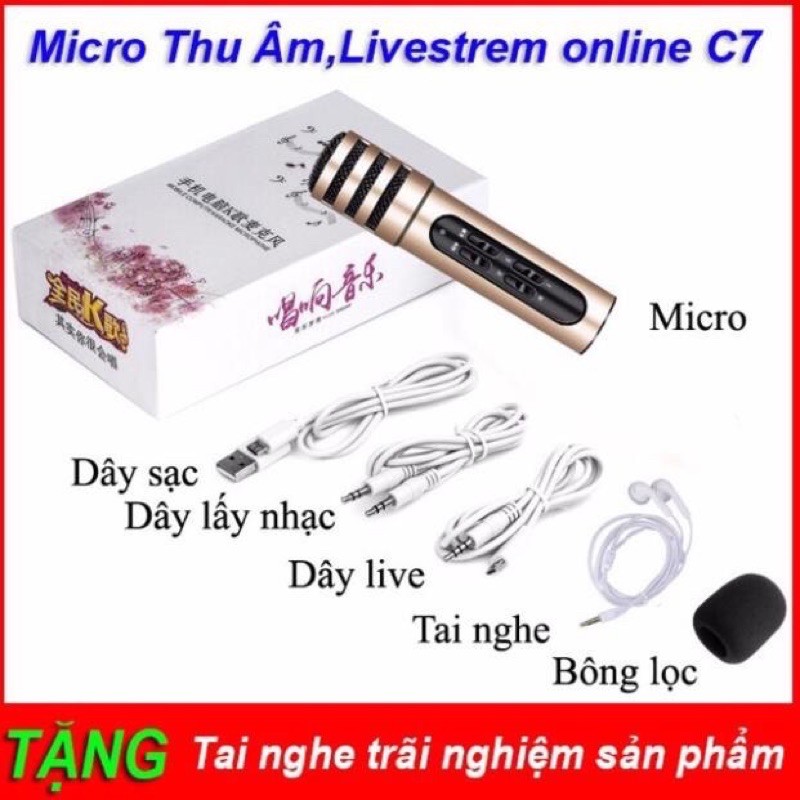 {trợ giá }com bo trọn bộ Micro karaoke livetream phiên bản mới c7 2021