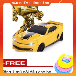 (HÀNG HOT SIÊU CHÂT) Đồ chơi ô tô biến hình thành robot dùng pin, phát nhạc+ mũ đội đầu tắm cho bé 206368206111 1