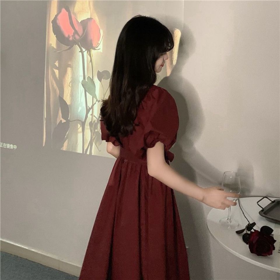 Đầm Tay Ngắn Dáng Ôm Thắt Nơ Eo Thời Trang Mùa Hè 2022 Dành Cho Bạn Nữ