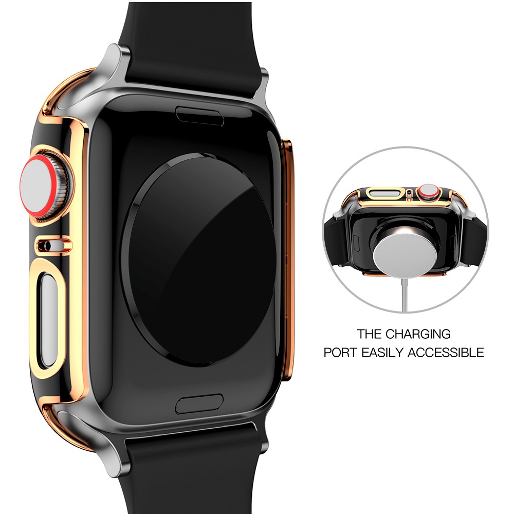 Ốp Lưng Pc Cứng + Kính Cường Lực Cho Đồng Hồ Thông Minh Apple Watch 3 4 5 6 Se