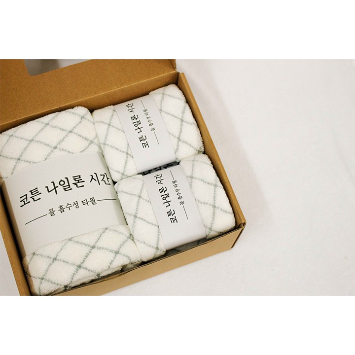 Sét 4 Khăn Tắm Hàn, Khăn Gội, Khăn Mặt Lông Cừu Xuất Hàn Cao Cấp Siêu Mềm Mịn Thấm Nước Mẫu Mới