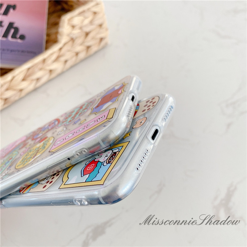 Casing Oppo A53 2020 Reno4 A12 A5 A9 2020 A37 A3s A5s A1K A52 A92 A7 A71 F7 F9 F9Pro F11 A12 A31 Reno 2F Ins Cute Cartoon Lable Sticker Clear Soft Cover