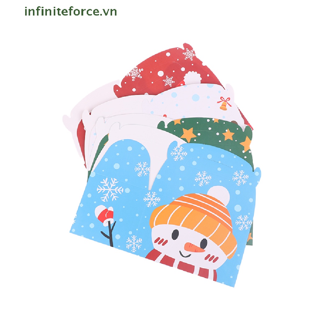 Bộ 5 Hộp Giấy Kraft Đựng Bánh Kẹo In Hình Ông Già Noel