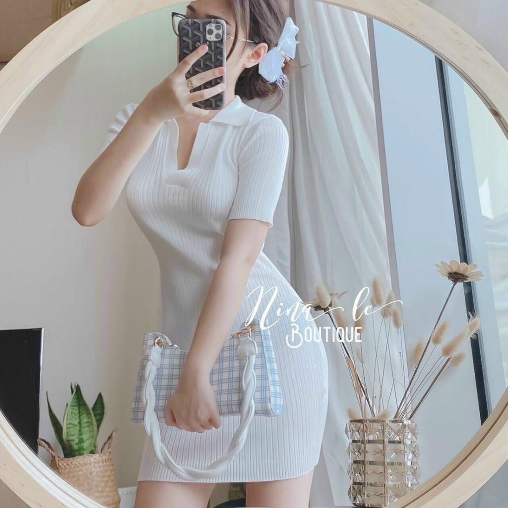 Đầm body len polo cổ v Chiếc váy làm siêu lòng mọi cô gái đây ạ /-heart /-heart Ai diện cũng xinh hết nha