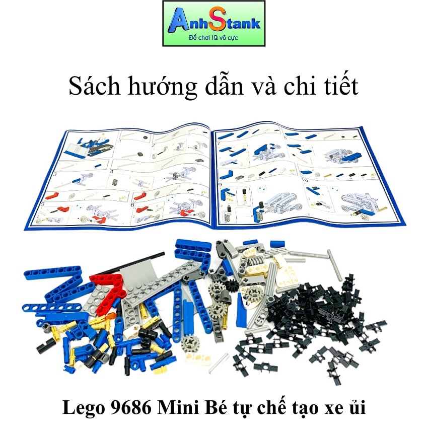 Đồ chơi lắp ráp Bé tự chế tạo xe kéo ủi 169 chi tiết bánh răng chuyển động chuẩn STEM dòng 9686 education