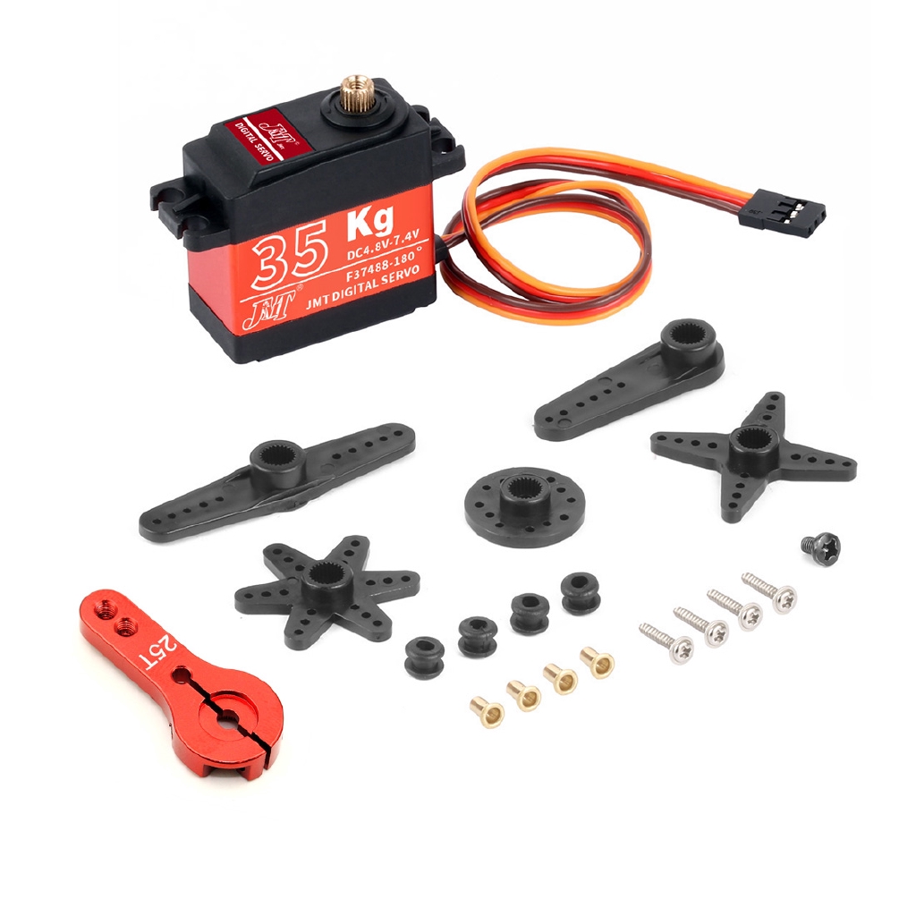 Động Cơ Servo 35kg 180 270 Kỹ Thuật Số 360 Độ Không Lõi Nhôm Kèm Cánh Tay Kim Loại 25T Cho Máy Bay / Tàu Thuyền Điều Khiển Từ Xa