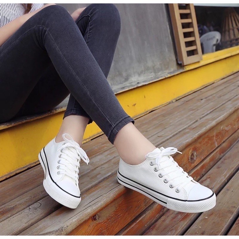 Giày nữ thể thao sneaker đi học đẹp đế cao trắng đen big size giá rẻ BRATINA G001