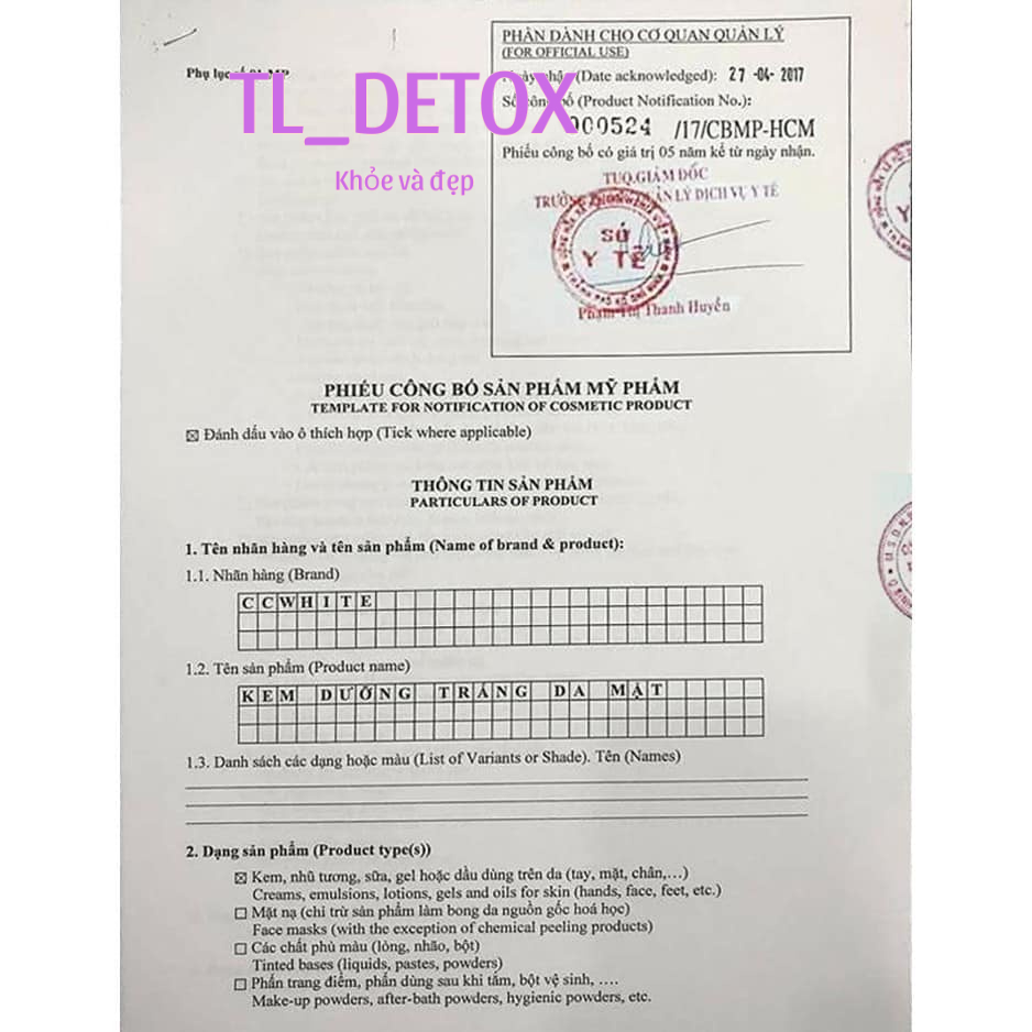 Kem face tái tạo CC WHITE chính hãng