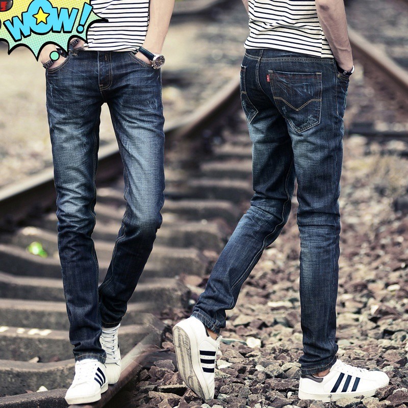 Quần Jeans nam ống suông vải jeans xướt mềm phong cách Âu Mỹ - MC4