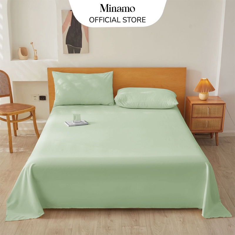 Set bộ vỏ ga gối, drap giường, ra nệm Cotton Tici màu trơn basic pastel Hàn Quốc mềm mịn không bai xù - Minamo A11
