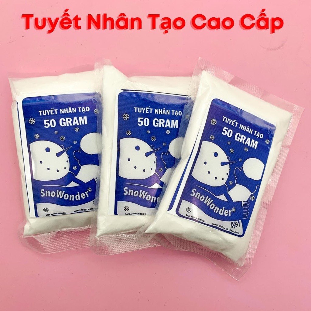 TUYẾT NHÂN TẠO siêu mịn nguyên liệu làm slime, Gói tuyết 50 gram siêu nhiều GUDETAMA 1996