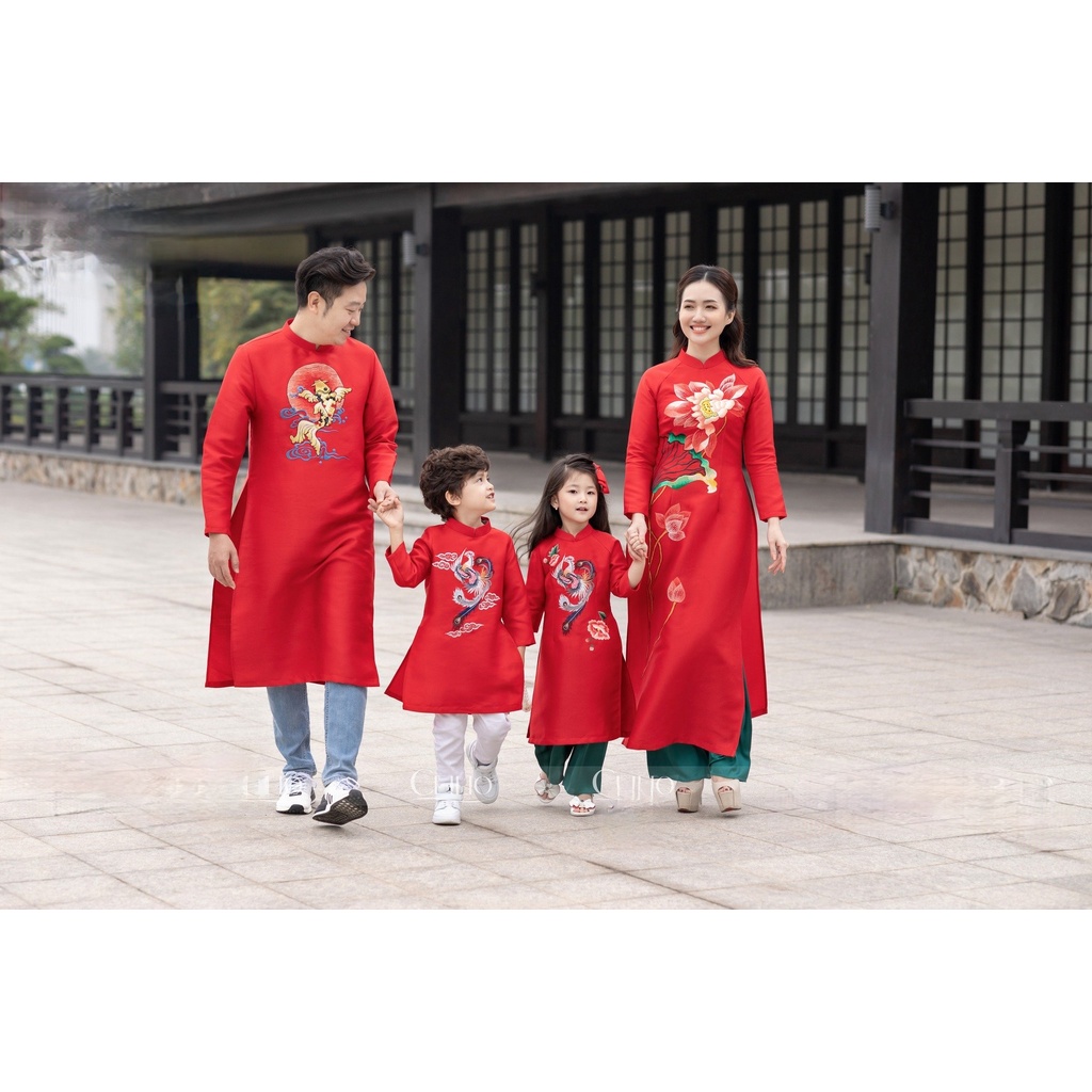 Áo dài cách tân gia đình Năm Mới Đoàn Viên đủ size - L20